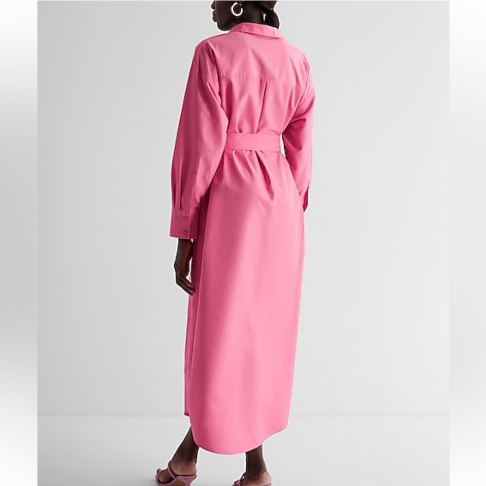 Express Boyfriend Poplin Portofino Maxi Shirt Dress - Picture 2 of 13